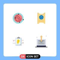 Set of 4 Modern UI Icons Symbols Signs for spase card health ticket user id Editable Vector Design Elements