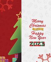 merry christmas and happy new year 2023 print vector