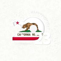 año nuevo 2023 para california sobre fondo de copos de nieve. vector