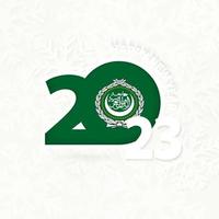 New Year 2023 for Arab League on snowflake background. vector