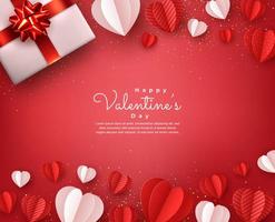 paper hearts style valentines day card vector