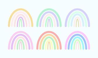 Cute colourful rainbow set vector