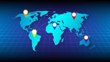 plantilla de infografía de mapa mundial con ubicación de punto. vector