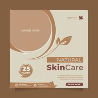 Beauty skin care center promotion design social media post and banner. Minimalist square vector template to promote hair salon, medical spa, yoga, cosmetic sale, natural skin treatment, makeup, etc