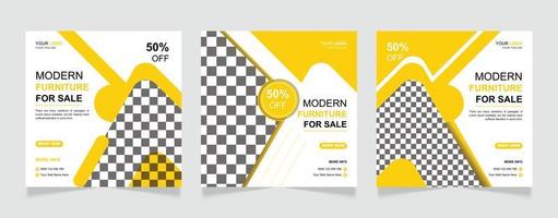 Modern furniture sale social media and instagram post design template vector