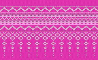 Design knit pattern vector, Cross stitch ethnic knitting background, Embroidery decorative square style vector