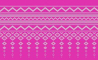 Design knit pattern vector, Cross stitch ethnic knitting background, Embroidery decorative square style vector