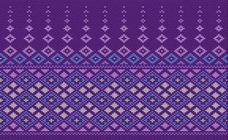 Knitted ethnic pattern, Vector cross stitch knitting background, Embroidery decorative square style