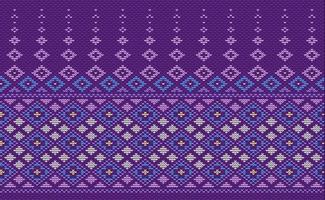 Knitted ethnic pattern, Vector cross stitch knitting background, Embroidery decorative square style