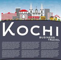 Kochi Skyline with Color Buildings, Blue Sky and Copy Space. vector