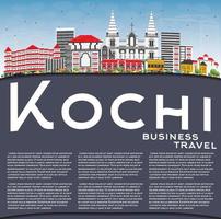 Kochi Skyline with Color Buildings, Blue Sky and Copy Space. vector