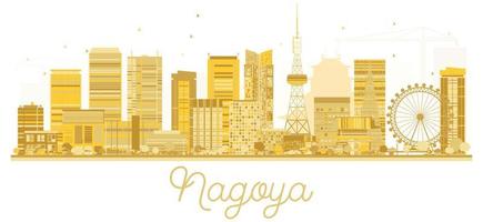 silueta dorada del horizonte de la ciudad de nagoya, japón. vector