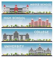 Set of University, High School and College Study Banners. vector