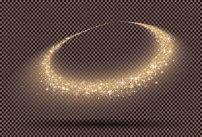 Gold Glitter Trail on Transparent Background. vector