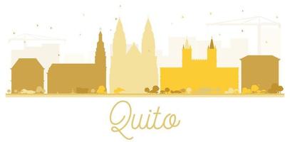 Quito City skyline golden silhouette. vector