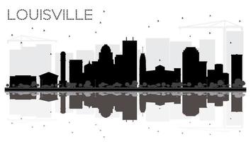 louisville kentucky usa city skyline silueta en blanco y negro con reflejos. vector