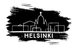 Helsinki Skyline Silhouette. Hand Drawn Sketch. vector