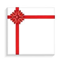 Gift Box with Red Bow, Ribbon and Copy Space. vector