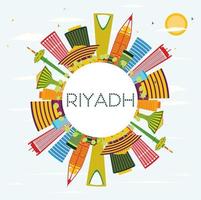 Riyadh Skyline with Color Buildings, Blue Sky and Copy Space. vector