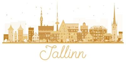 Tallinn City skyline golden silhouette. vector