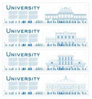 Outline Set of university study banners. vector