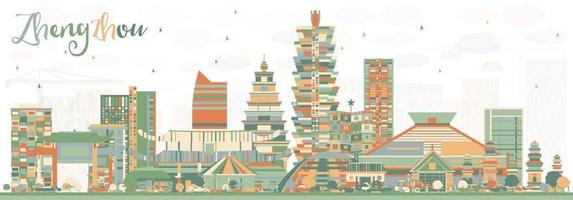 Abstract Zhengzhou Skyline with Color Buildings. vector