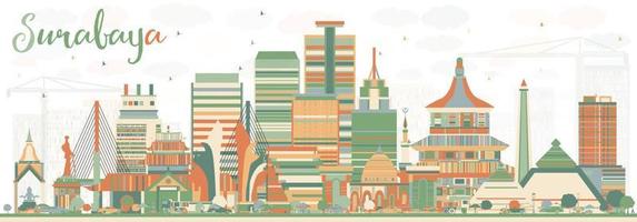 Abstract Surabaya Skyline with Color Buildings. vector