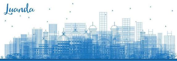 Outline Luanda Skyline with Blue Buildings. vector