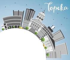 Topeka Skyline with Gray Buildings, Blue Sky and Copy Space. vector