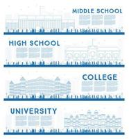 Outline Set of University, High School and College Study Banners. vector