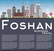 Foshan Skyline with Gray Buildings, Blue Sky and Copy Space. vector