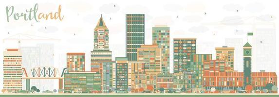 Abstract Portland Skyline with Color Buildings. vector