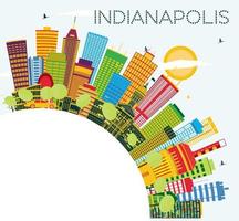 Indianapolis Skyline with Color Buildings, Blue Sky and Copy Space. vector