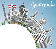 Guatemala Skyline with Gray Buildings, Blue Sky and Copy Space. vector