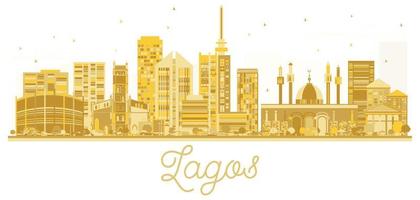 Lagos City skyline golden silhouette. vector
