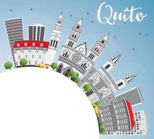 Quito Skyline with Gray Buildings, Blue Sky and Copy Space. vector