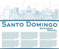 Outline Santo Domingo Skyline with Blue Buildings and Copy Space. vector