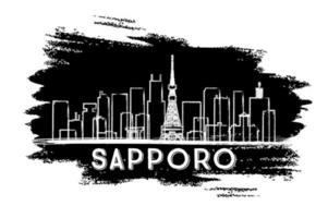 Sapporo Skyline Silhouette. Hand Drawn Sketch. vector