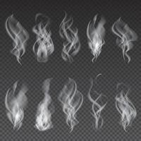 Smoke Set Isolated on Transparent Background. vector