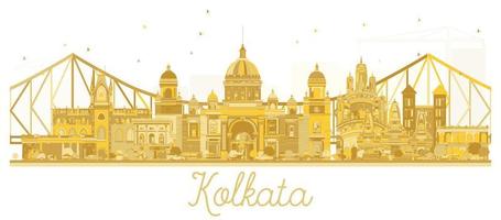 Kolkata India City skyline golden silhouette. vector