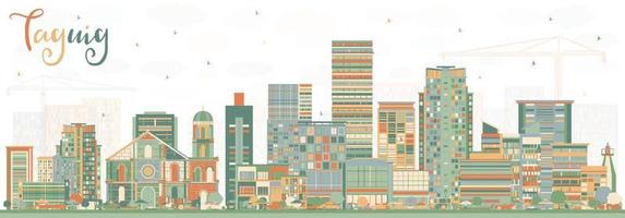 Taguig Philippines Skyline with Color Buildings. vector
