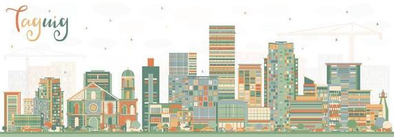 Taguig Philippines Skyline with Color Buildings. vector