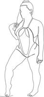 continuous line of beautiful women in bikinis in summer vector