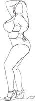 continuous line of beautiful women in bikinis in summer vector