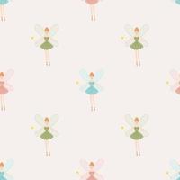 Vector seamless pattern. Child Fairies sorceresses