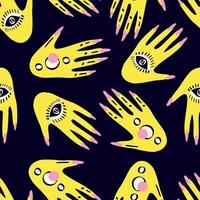 Seamless pattern with Magical mystical symbol hands with eyes vector