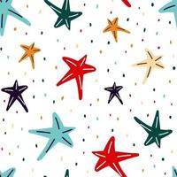 patrón sin costuras de estrellas de mar. patrón marino con estrellas de mar sobre un fondo blanco. ilustración vectorial vector