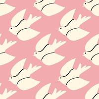 dove seamless pattern. The dove bird is a symbol of peace. vector drawing in doodle style