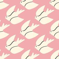 dove seamless pattern. The dove bird is a symbol of peace. vector drawing in doodle style