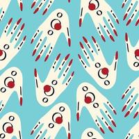 Seamless pattern with Magical mystical symbol hands with eyes vector